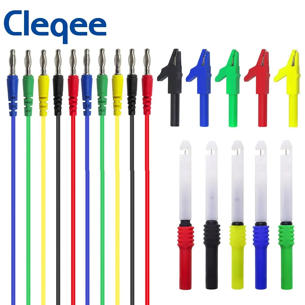 

Cleqee P1043B 4 мм вилка типа банан, набор тестовых проводов с иглами для пирсинга Saffty, тестовые щупы + зажимы типа «крокодил» для мультиметра