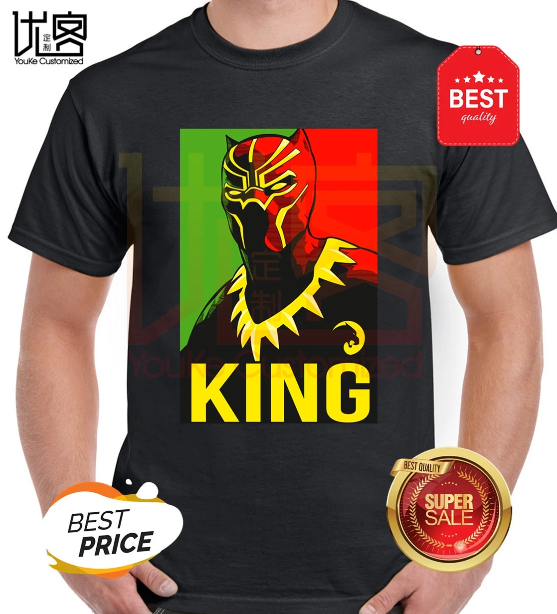 Футболка King of Wakanda мужская летняя 100% хлопок командные футболки новейший Топ