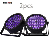 shehds 2pcs led flat par 54x3w violet color wash stage effect uv lighting for dj disco party wedding ball bar control with dmx