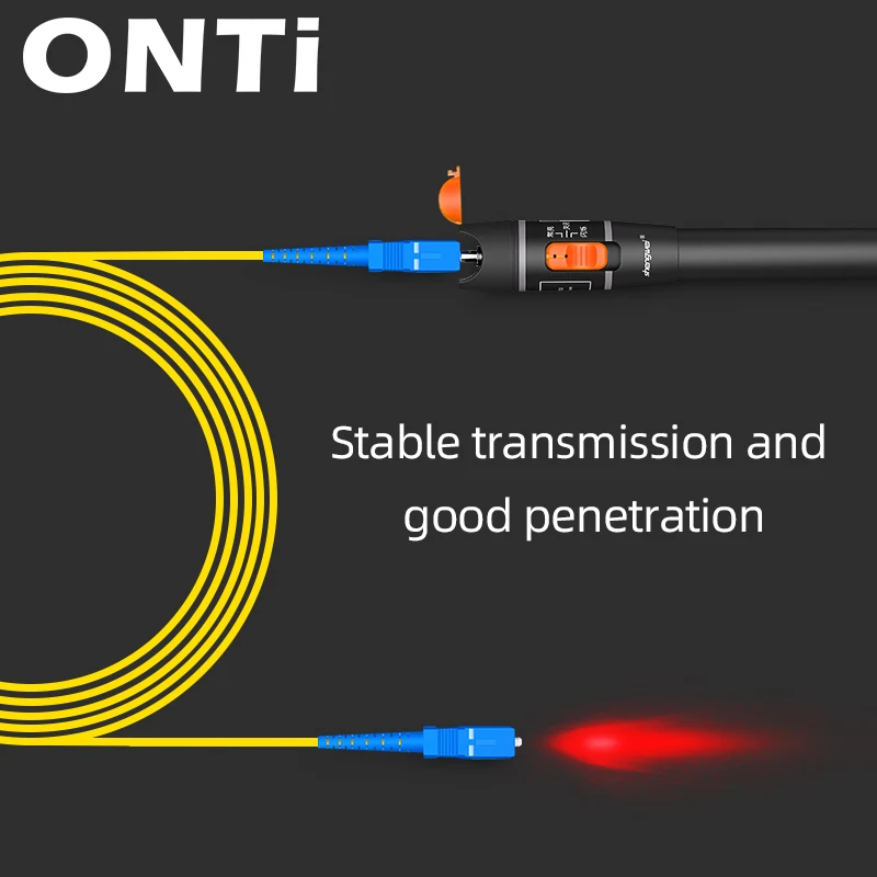 ONTi 10mW Visual Fault Locator Fiber Optic Cable Tester 30mw Red Laser Light 5-30KM Pen Type Visual Fault Locator SC/FC/ST