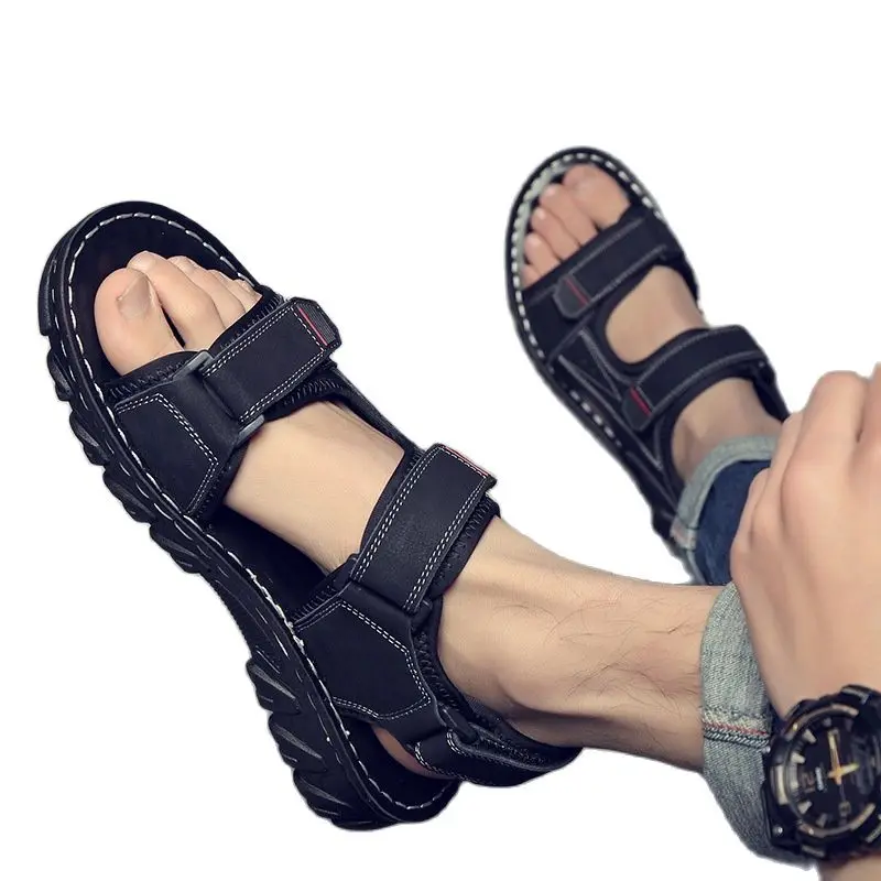 

Big Size Men Leather Sandals Summer Classic Men Shoes Slippers Soft Sandals Men Roman Comfortable Outdoor Walking Footwear
