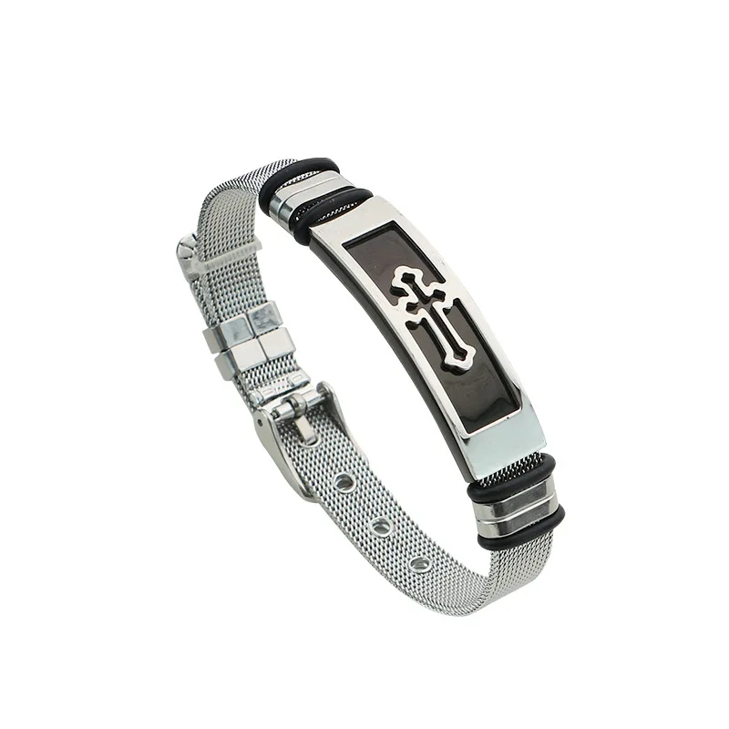 

YUNAO Jewelry Titanium Steel Men's and Women's Simple Fashion Bracelets New Product Adjustable Cross Couple Bracelets