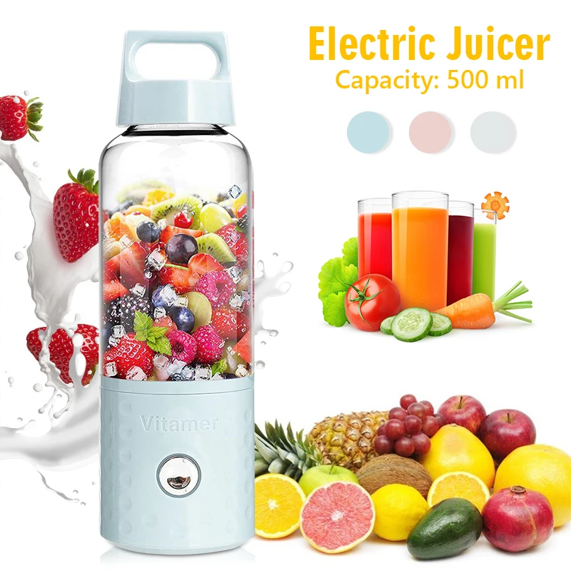 2022 New 500ML 4000mAh Vitamin Portable Smoothie Blender Mini USB Mixer Electric Juicer Charging Vitamer Fruit Juicer Squeezer