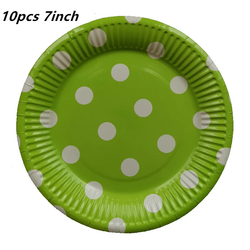 10pcs 7inch 10 шт., 7 дюймов, 8 цветов, тарелки в горошек, тарелки с рисунком в горошек, вечерние украшения для детского душа, тарелки в горошек, красные тарелки в горошек - Цвет: 10pcs 7inch