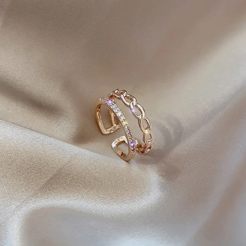 

Fashion luxury zircon open ring ladies 2021 new simple adjustable finger jewelry wedding party girl sexy ring