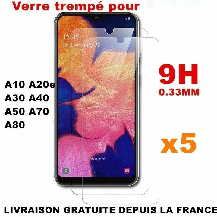 

Lot/5 For samsung A10 A50 A40 A20e A70 A80 Verre Trempé Protection Écran Vitre