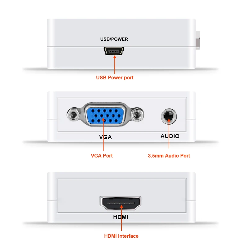 Original HD 1080P MINI HDMI to VGA Converter With Audio Video Box Adapter For Xbox360 PC DVD PS3 | Электроника