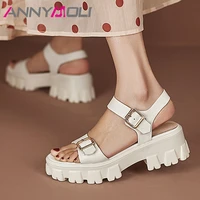 annymoli women sandals shoes real sandals platform high heel sandals peep toe chunky ladies footwear summer black fashion 34 43
