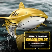 new 2 4g rc shark fish boat robot radio simulation waterproof model electronic remote control swimming animal toys for children