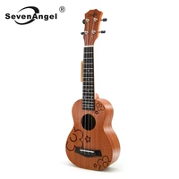 sevenangel ukulele 21 inch mahogany flower pattern soprano ukelele 4 strings musical instrument mini travel guitar