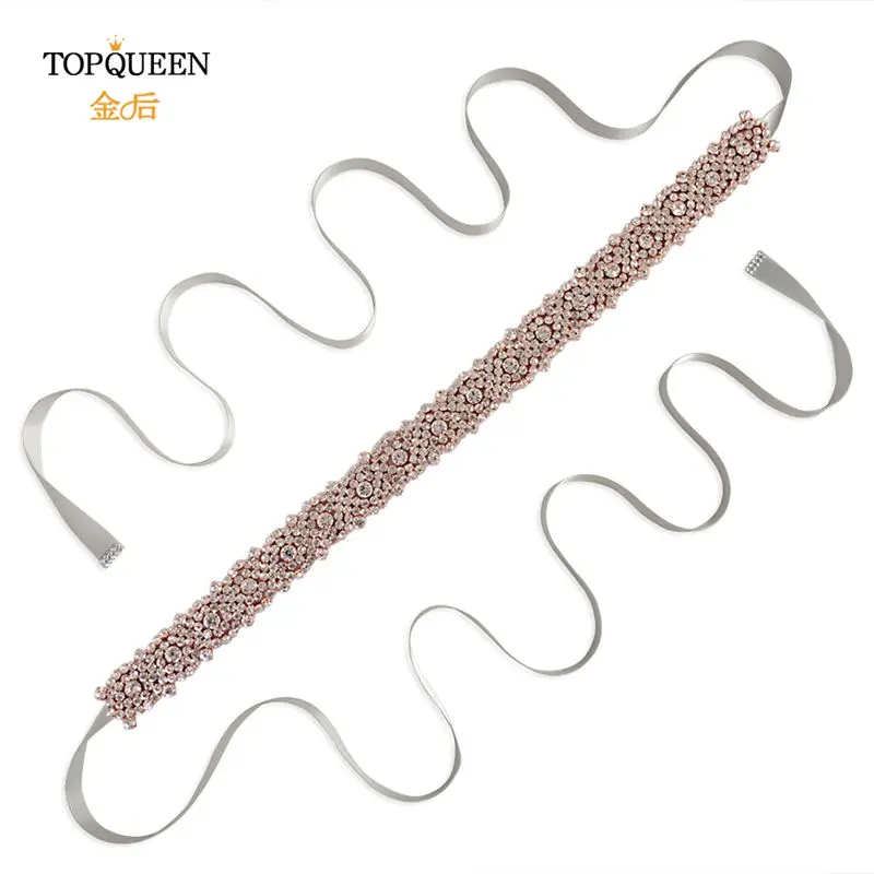 TOPQUEEN S28B-RG розовое золото свадебный пояс Стразы пояс для свадебных платьев пояс с бисером ручной работы пояс подруги невесты и пояса - Цвет: gray