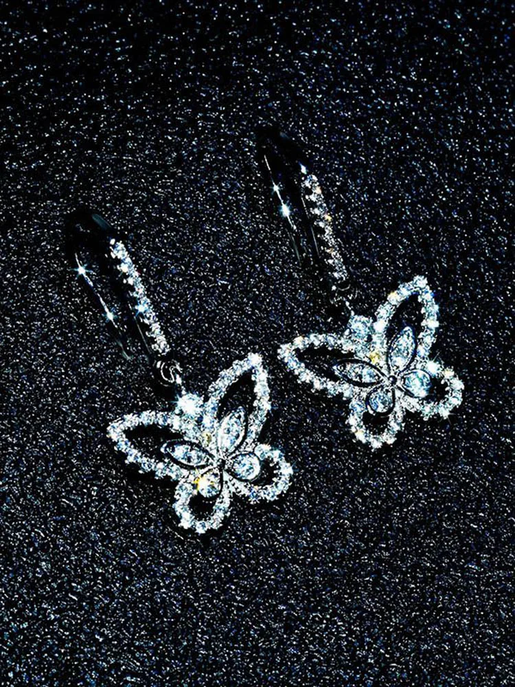 

Fashion Crystal Micro-inlaid Zircon Butterfly Stud Earrings Small And Cute Butterfly Drop Earrings Girls Sweet Earrings Jewelry