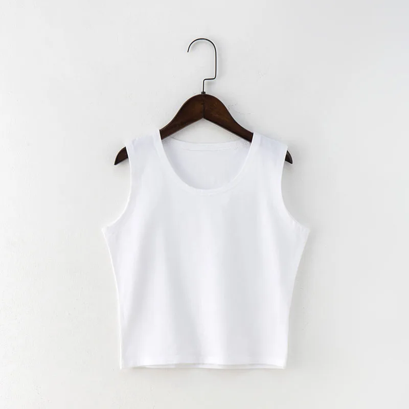 

Black Round Neck Sleeveless Harajuku Women's T-Shirt Cotton Crop Top Women's Shirt Girls Lady Tee Tops Streetwear Camiseta Mujer