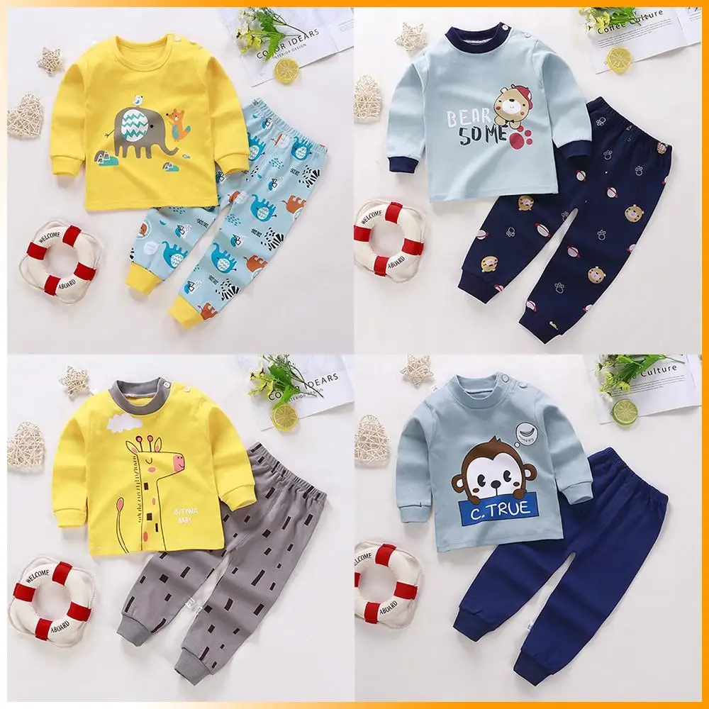 

2Pcs/Set Kids Pyjamas Boys Girls Cartoon Printed Pajamas Sleepwear Suit Pullover + Pants