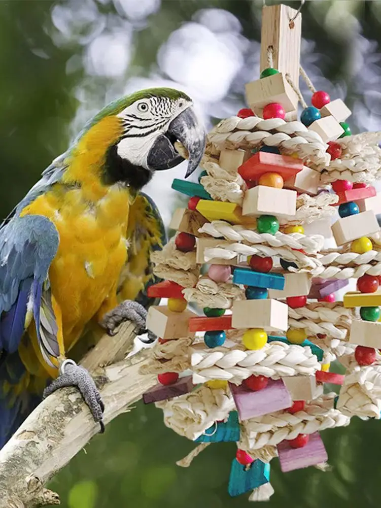 

Жевательная игрушка-попугай, большая птица, игрушки-попугай, разноцветные деревянные блоки, жевательная игрушка для птиц, клетка для попуга...