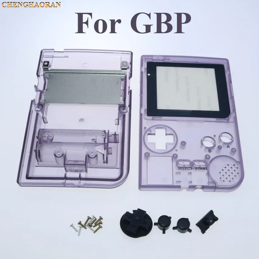 G clear purple ChengHaoRan, 16 цветов на выбор, для nintendo Gameboy, карманный корпус, чехол, замена, для GBP, чехол, крышка с кнопками, комплект - Цвет: G clear purple