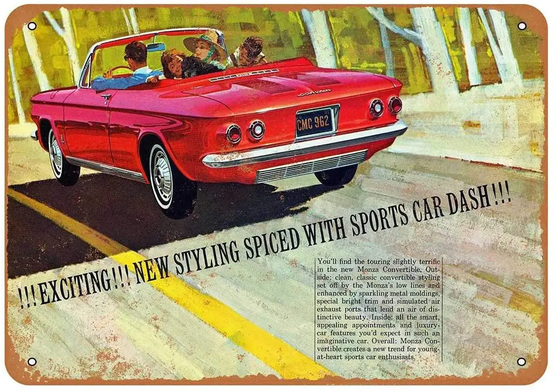 

Diuangfoong 1962 Decor Corvair Monza Vintage Look Metal Sign 12"×8"