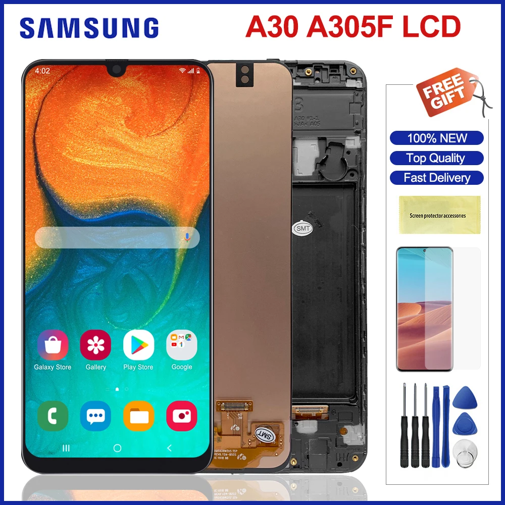 

6,4 "Оригинальный ЖК-дисплей для Samsung Galaxy A30 ЖК-дисплей сенсорный экран панель дигитайзер Замена для Samsung A305 A305F A305FN ЖК-дисплей