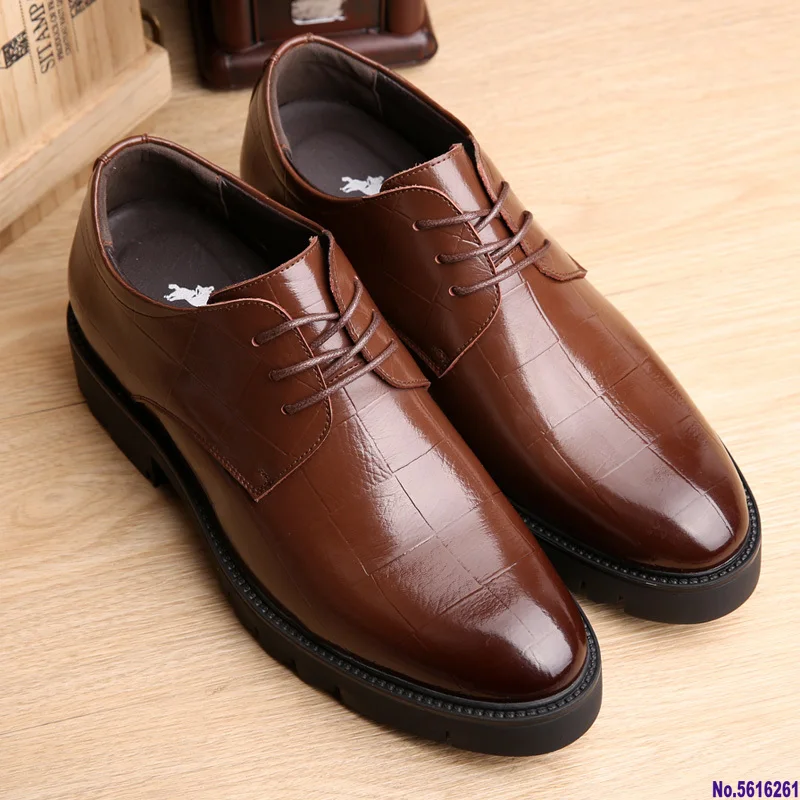 Туфли дерби мужские классические невидимые высокий каблук 5/7 см оксфорды