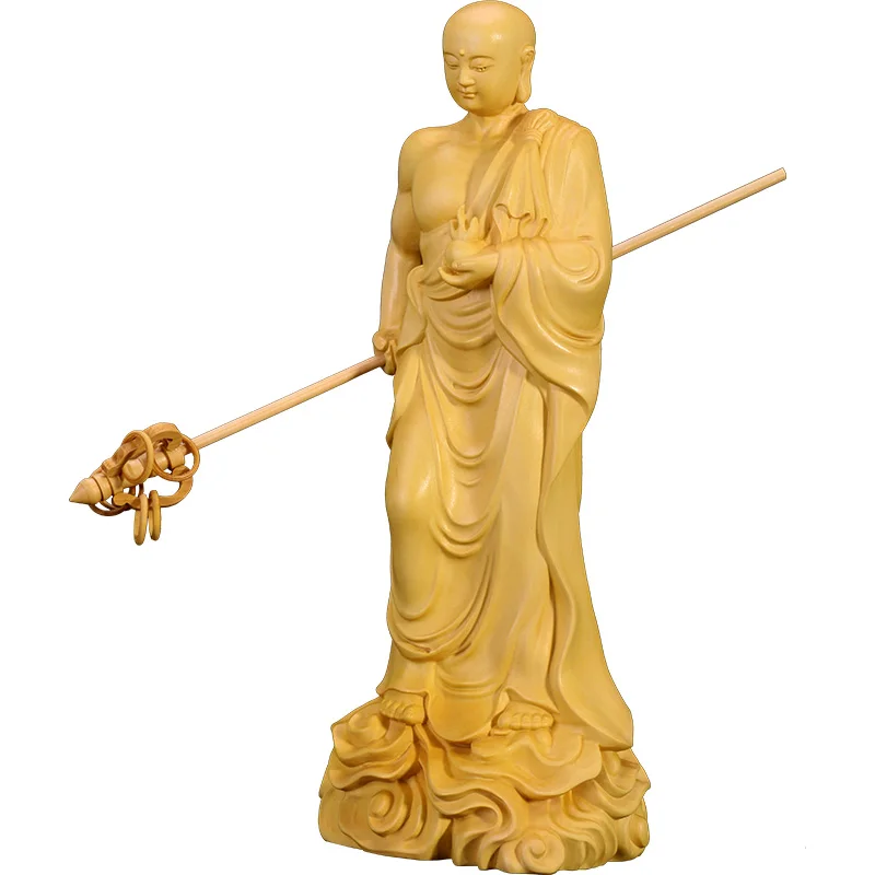 20 см Ksitigarbha скульптура Boxwood резьба дома украшения из массива дерева статуя Будды