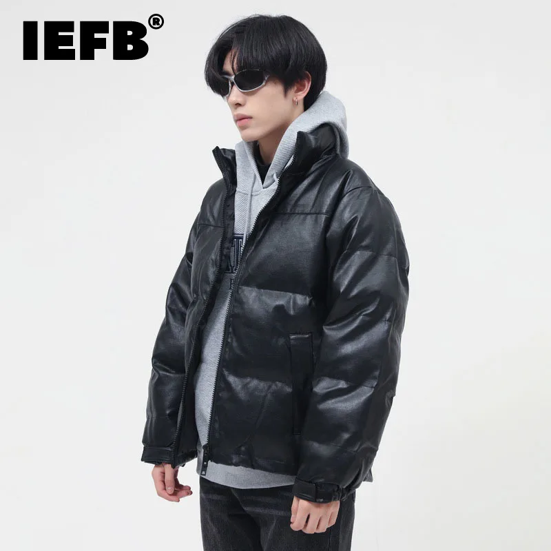 

Зимнее мужское модное утепленное хлопковое пальто IEFB, новинка 2021, синие повседневные стеганые куртки с длинным рукавом и воротником-стойко...