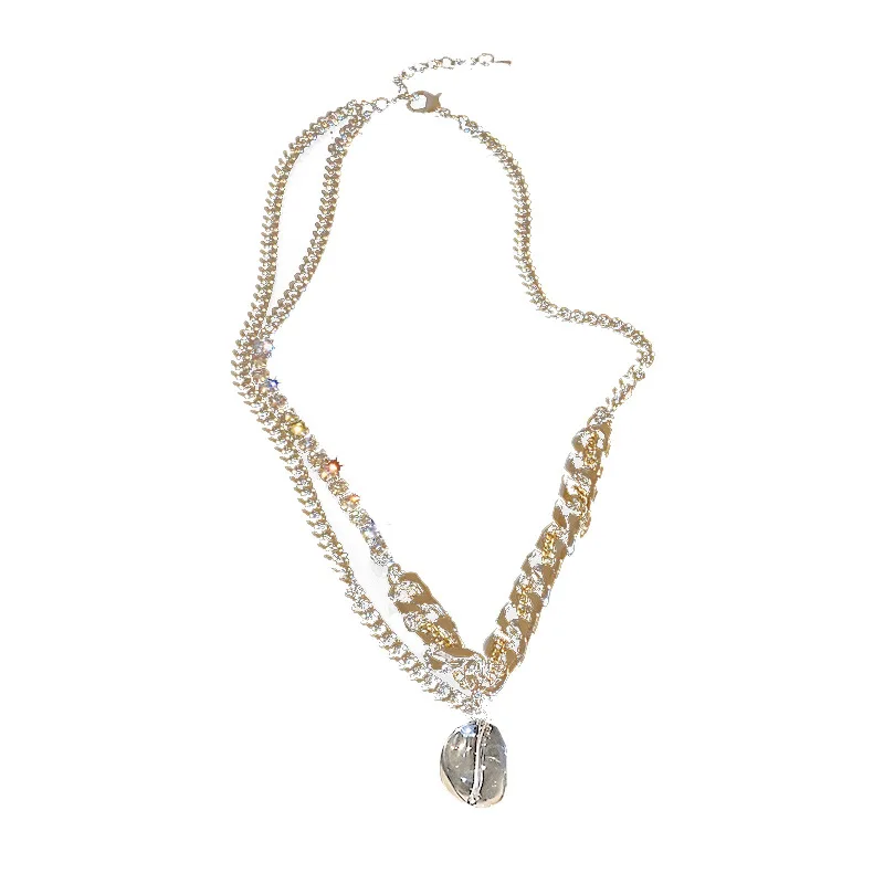 

Fashion Hip Hop Crystal Chain Double Layer Necklace Clavicle Chain Temperament Choker Pendant Necklaces