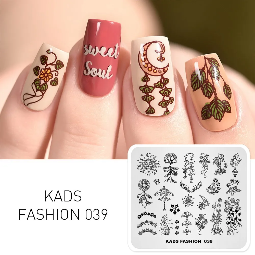 Fashion 039 KADS Стемпинг Пластины для стемпинга Новое поступление Горячая распродажа Геометрические и цветы и ювелирных 40 выборов Штамп для стемпинга Трафареты для ногтей для маникюра Штамповка Стэмпинг Печать для ногтей - Цвет: Fashion 039
