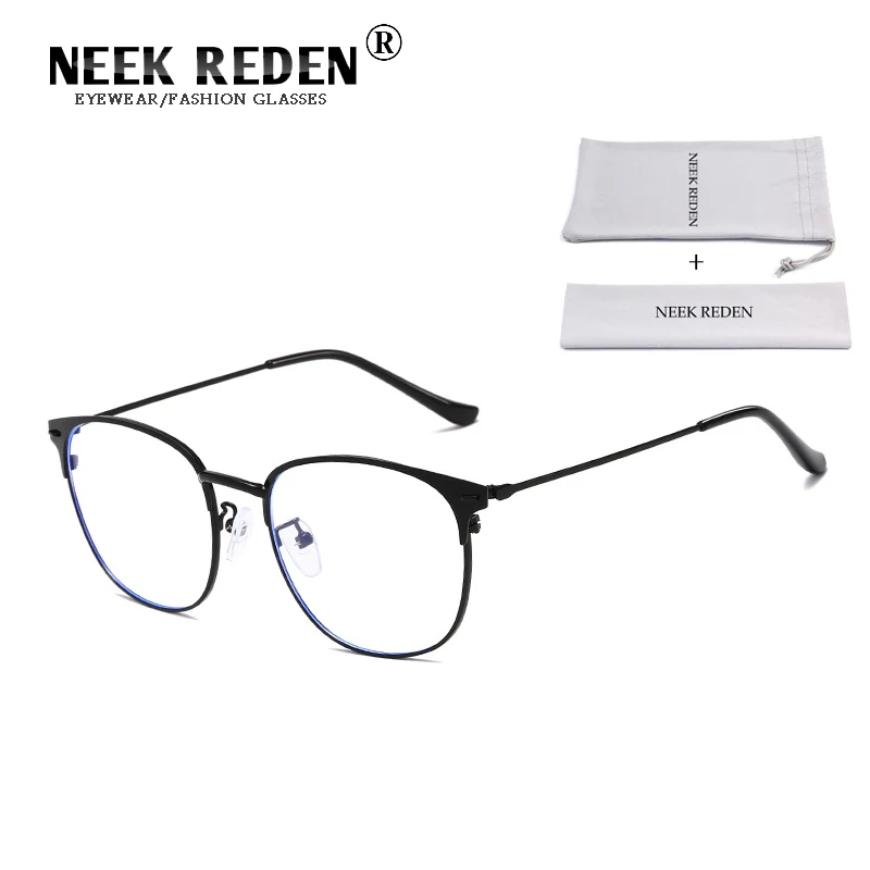 

High Quality Metal Anti Blue Light Glasses Retro Men Oval Uv400 Anti Radiation Eyeglasses Women Computer Eye Protection Eyewear