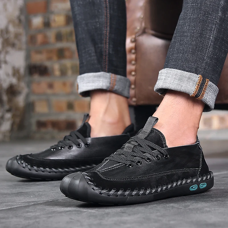 Мужские туфли из натуральной кожи летние модные повседневные лоферы мягкая