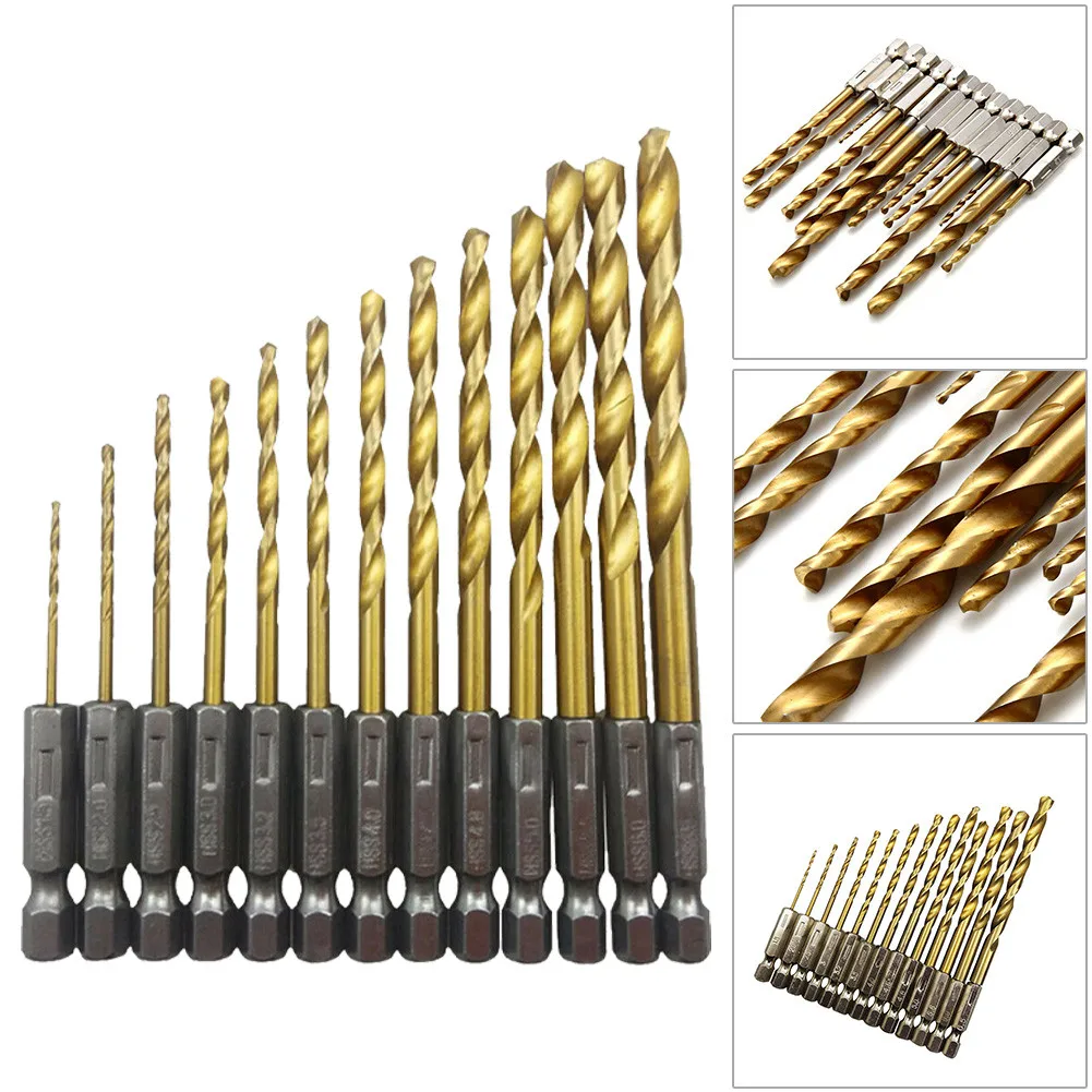 

13pcs 1.5mm-6.5mm HSS Drill Bit Set Hex Shank Handle For Cordless Screwdriver Electric Drilling Woodworking Power Tools