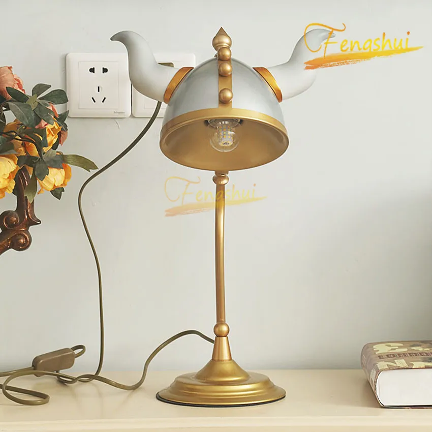 Kaufen Moderne LED Eisen Tisch Lampe Nordic Kreative Krieger Dekoration Tisch Lichter Schlafzimmer Wohnzimmer Tisch Lampe Kinder Zimmer Leuchten