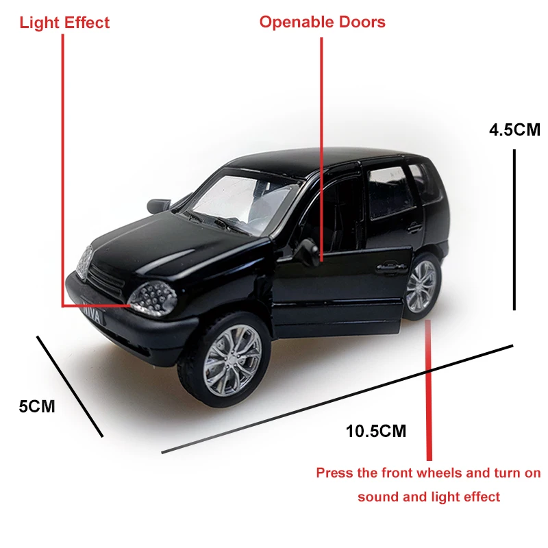 

Lada Niva 1:36 Scale Model Vehicle Collectible Toy Pull Back Car with Sound & Light