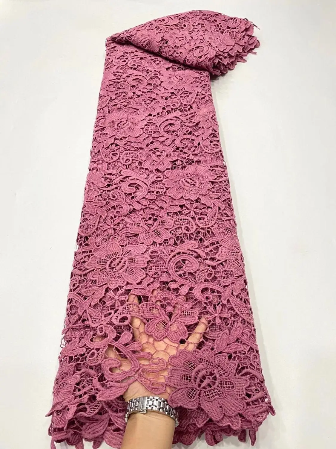 

African Gold Red Guipure Lace Fabric 2020 High Quality Nigerian Cord Lace Fabric France Water Soluble Lace For Wedding Dress