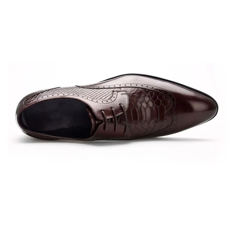 С рисунком под змеиную кожу Туфли платье с острым носком в Оксфордском стиле