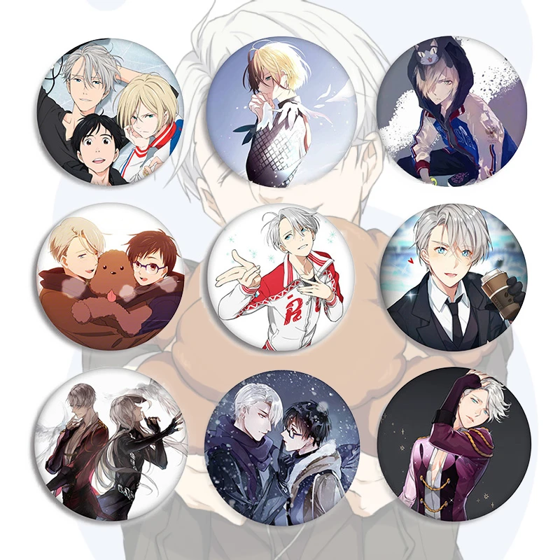 

58 мм Юрий! На лацкан с ледяной кнопкой Yurio Victor милый мультяшный узор Косплей значки модная сумка одежда рюкзак декоративные