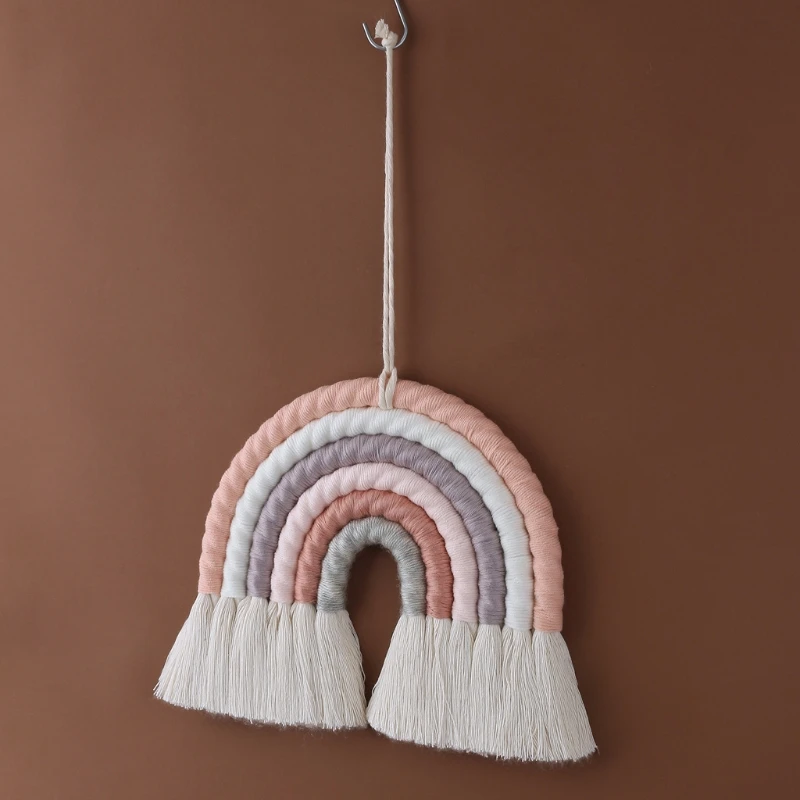 

INS Hand-woven Rainbow Wall Hanging Ornaments Nordic Baby Bed Kids Room Decoration Nursery Decor Photo Props