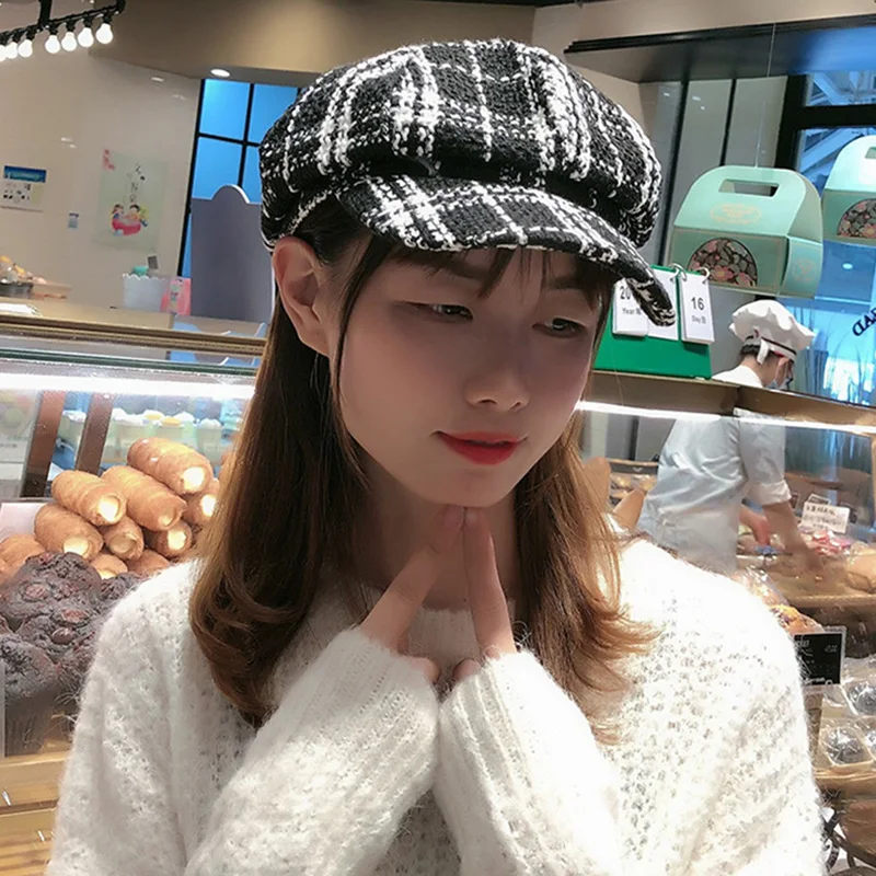 

New Autumn Winter Hats for Women Solid Plain Octagonal Newsboy Caps Men Ladies Casual Wool Hat Winter Beret Women Painter Cap