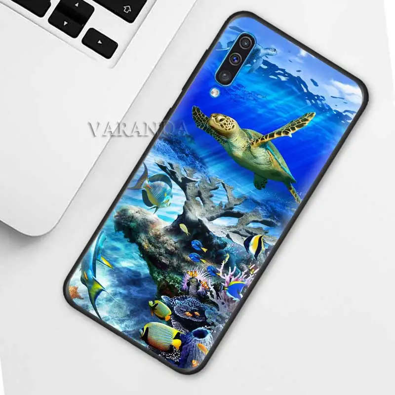 

Sea turtle Case for Samsung A90 5G A50 A40 A30 S A80 A70 A10 A20 e A9 A7 A8 Plus 2018 Black Silicone Cover