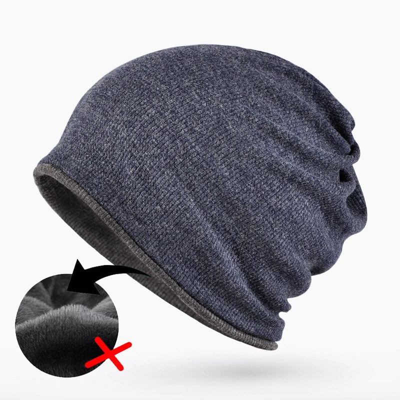 CAMOLAND модные вязаные шапочки Beanie для мужской на зиму и осень шотландская шапочка с защитой Теплая Флисовая шапка мужские спортивные для улицы Beanie шапки - Цвет: Blue No Fleece