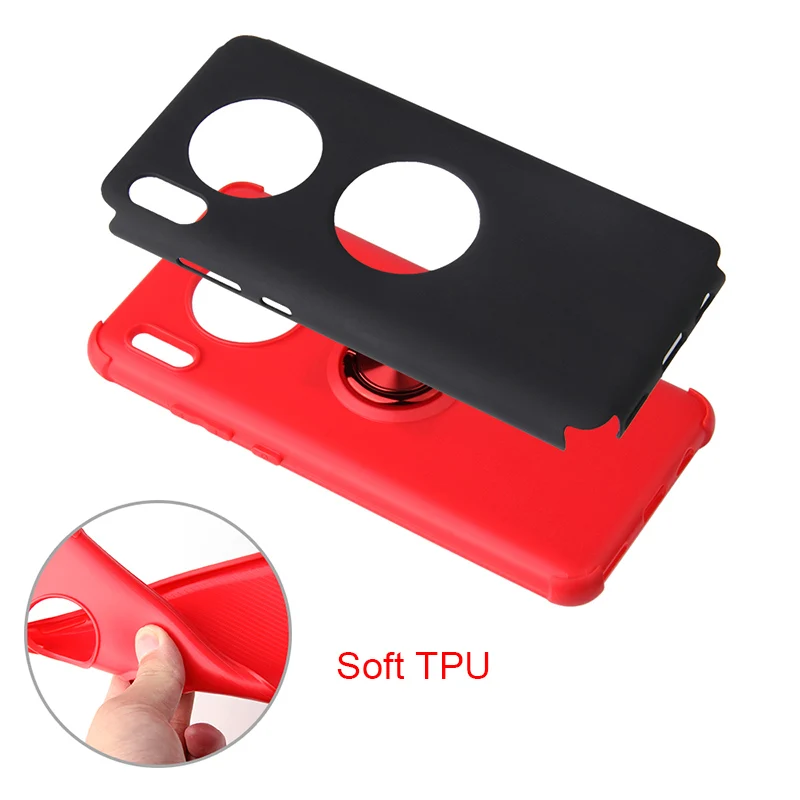 New Arrival Phone Case For Huawei Mate 30 Pro Original Luxury Soft TPU PC Back Full Cover Funda Metal Ring Bracket ShockProof |