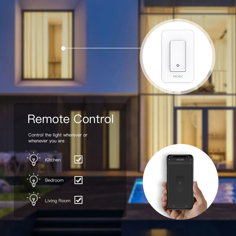 

WiFi Smart Switch US 100-120V With/ No Neutral Tuya Smart Life Wireless Switch Multi Control Association Alexa Google Home