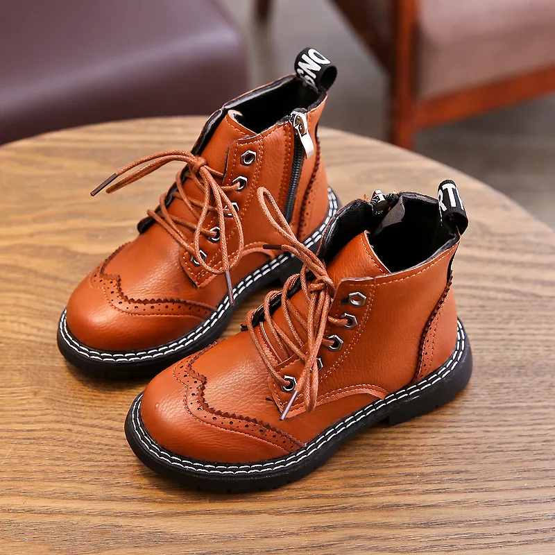 Классические детские ботинки модные теплые martin для девочек резиновые мальчиков