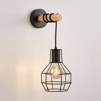 Nordic Wood Wall Lamp Vintage Sconce Wall Light Fixture E27 Bedside Retro Lamp Industrial Decor Dining Room Bedroom Light