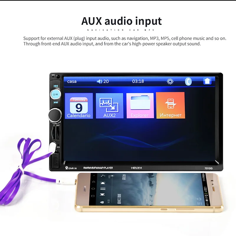 TOSPRA HD 7 &quotАвторадио 2 Din Автомобильный мультимедийный проигрыватель с функцией