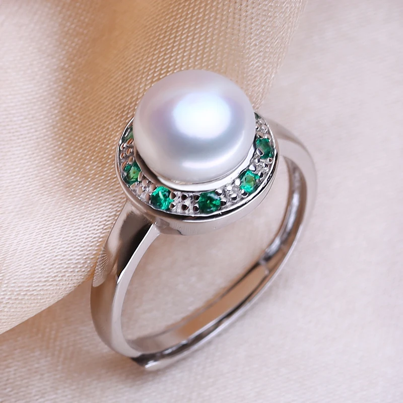 

FENASY Luxury Pearl Jewelry Sets 925 Sterling Silver Green Crystal Natural Freshwater Pearl Earrings Necklace Ring For Women