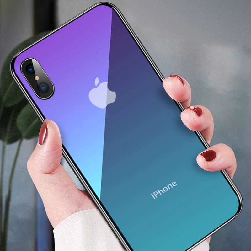 Чехол для телефона из закаленного стекла с прозрачным градиентом iPhone 11 Pro XS MAX XR X