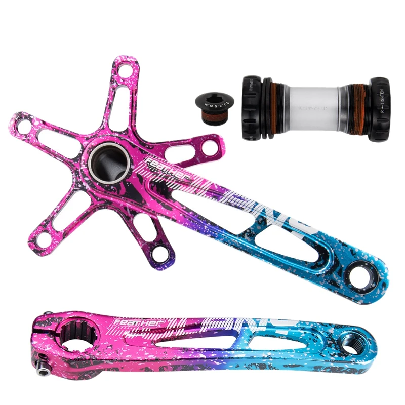

BOLANY Folding Bike Crankset 170mm 130BCD Bicycle Crank Arm with Bearing Axle Base Bracket Bike Parts