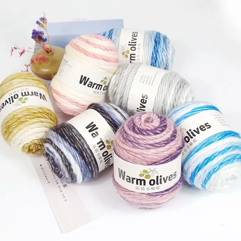 2pcs 100g/ball Dyed red line cake children's baby hand-woven scarf sweater needle rainbow jewelry wool mixed | Дом и сад