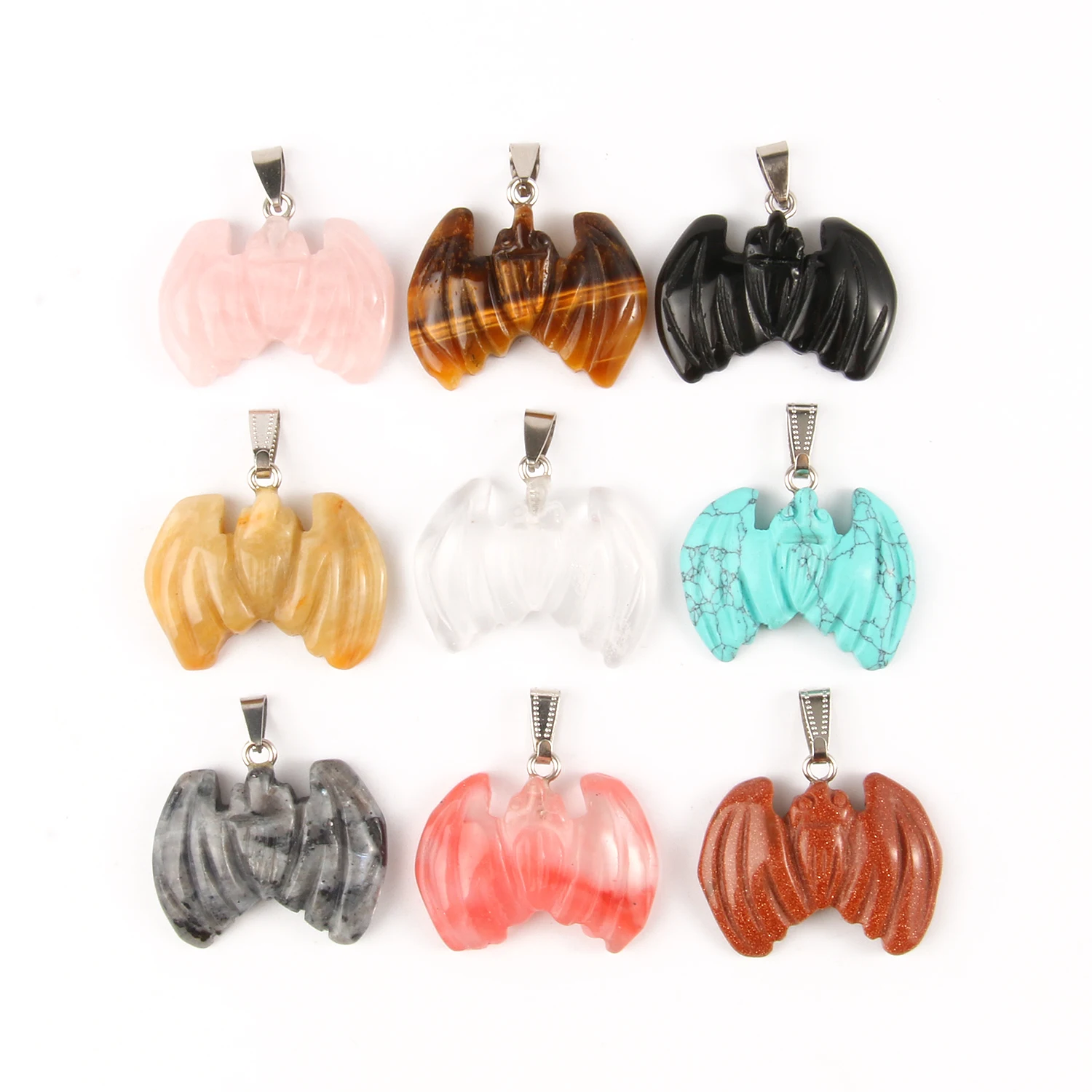 

9*38 мм натуральный камень подвески "летучая мышь" с подвеской в форме белые с украшением в виде кристаллов Бирюзовый опал авантюрин исцелени...