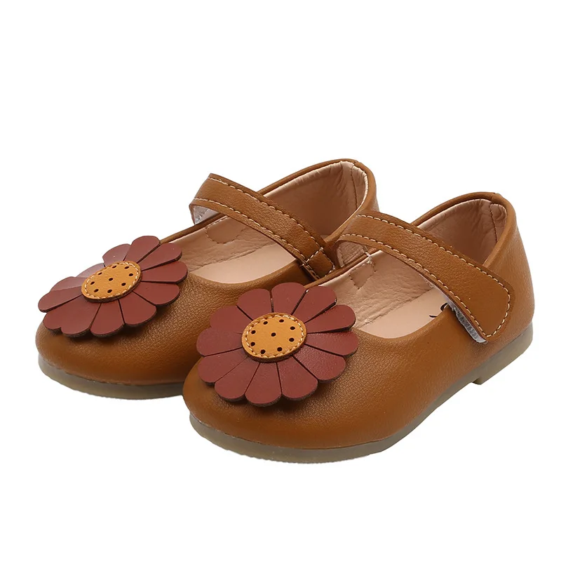 

Kids Children Toddlers Girls Leather Shoes Sun Flowers Children Floral Flats Soft Anti-slippery Spring Summer Princess Shoes